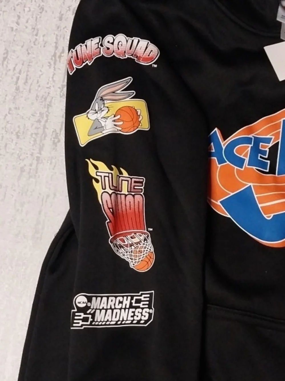 Champion Black Space Jam Hoodie with Blue & Orange Logo Boy S